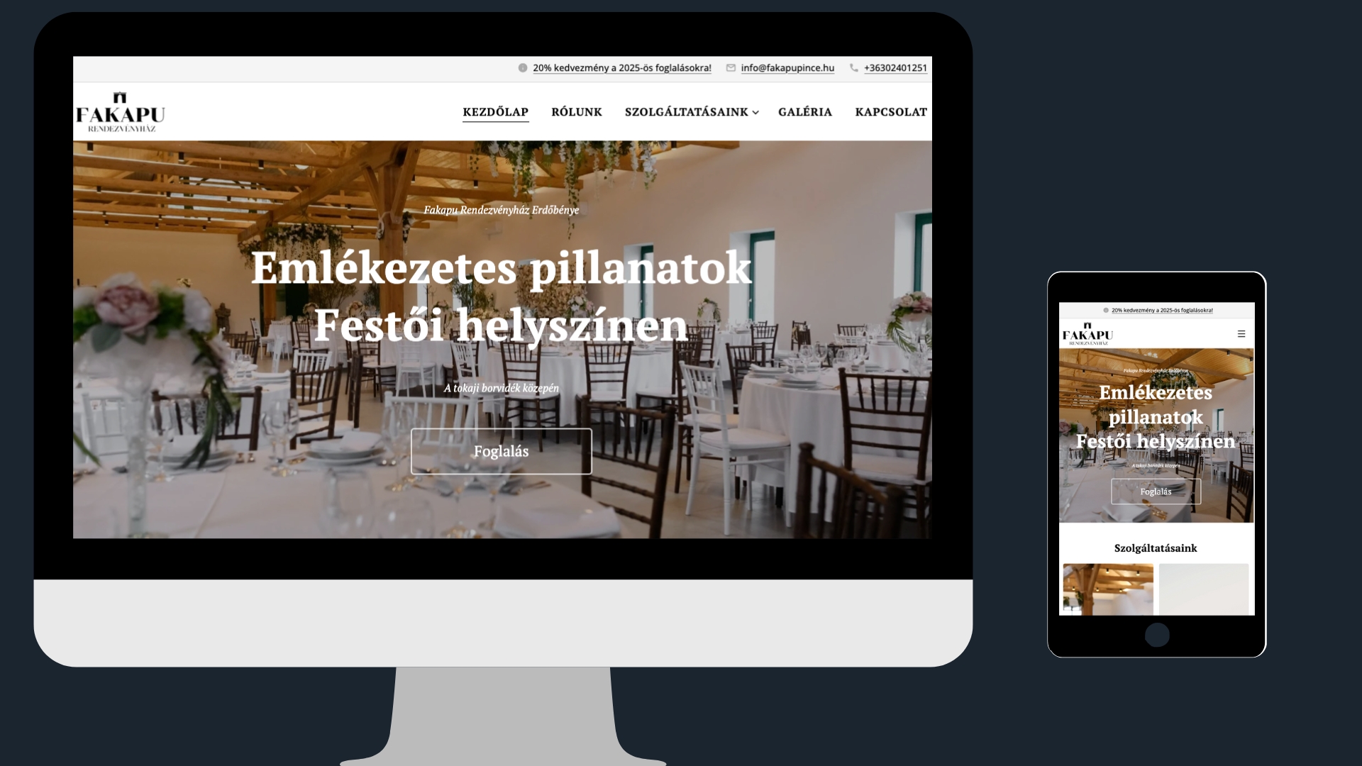 Fakapu weboldalának képernyőképe