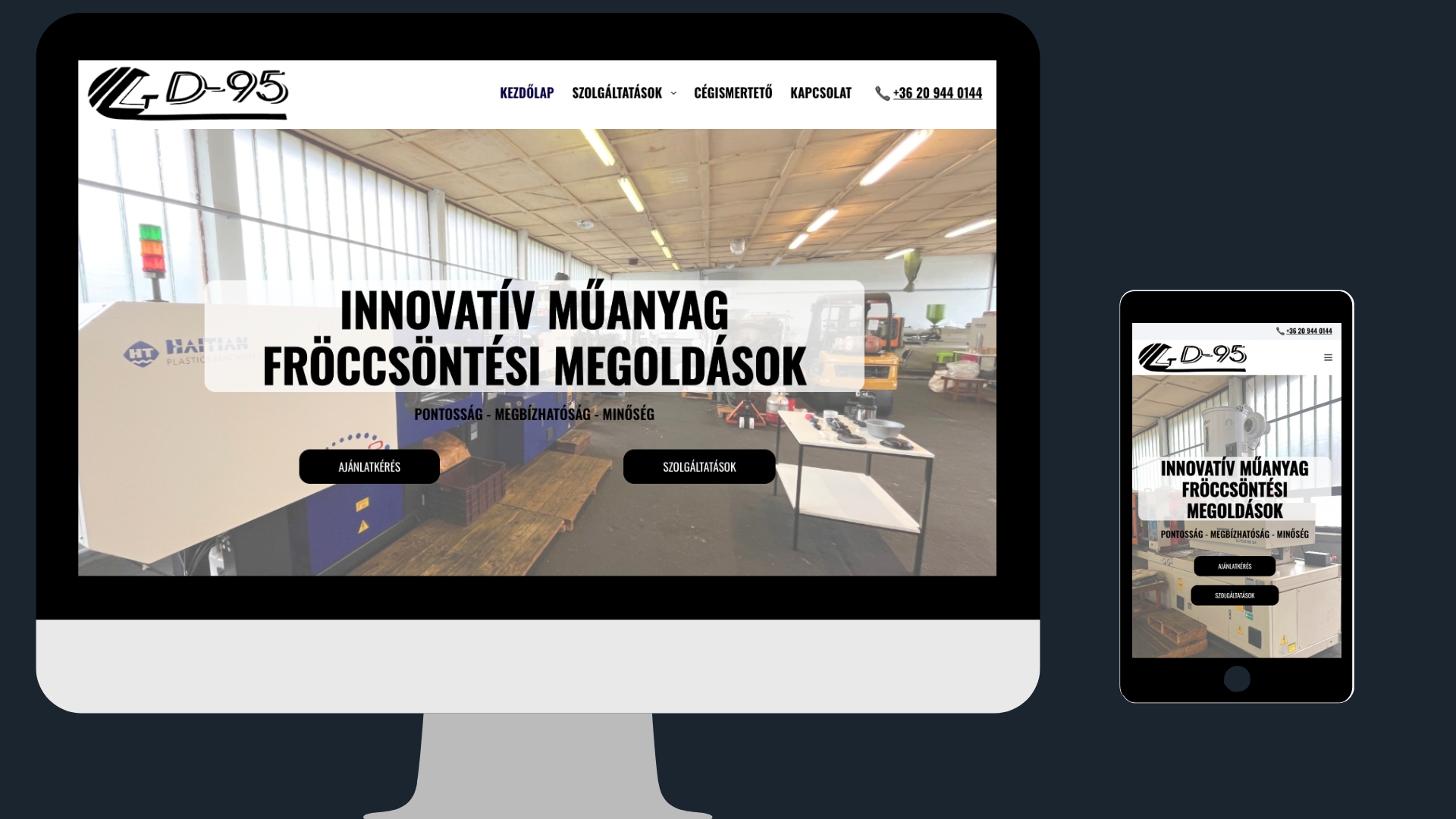 GD95 weboldalának képernyőképe