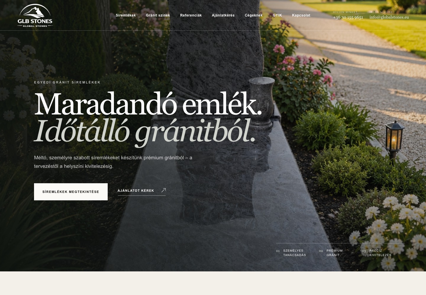 Global Stones weboldalának képernyőképe