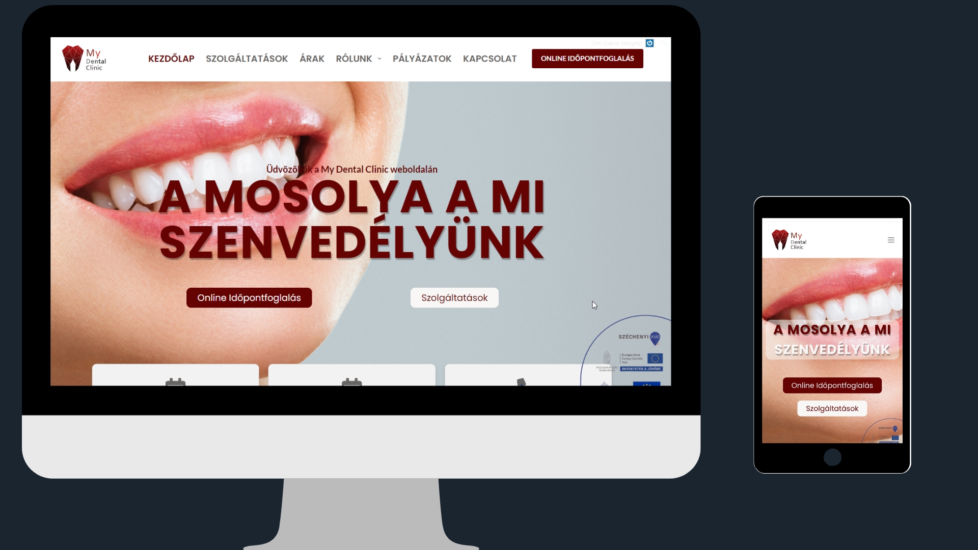 MyDental Clinic weboldalának képernyőképe