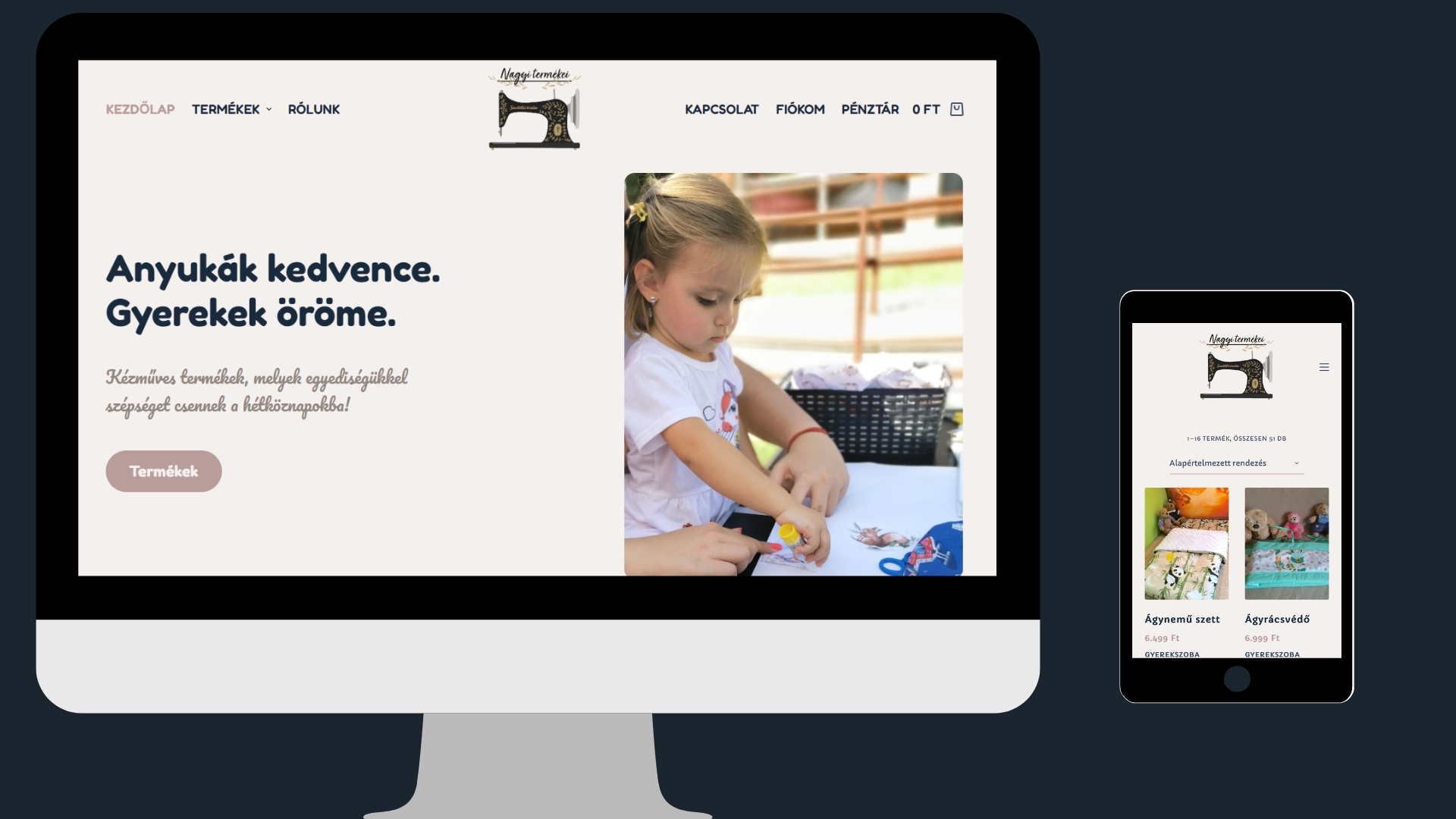 Nagyi Termékei weboldalának képernyőképe