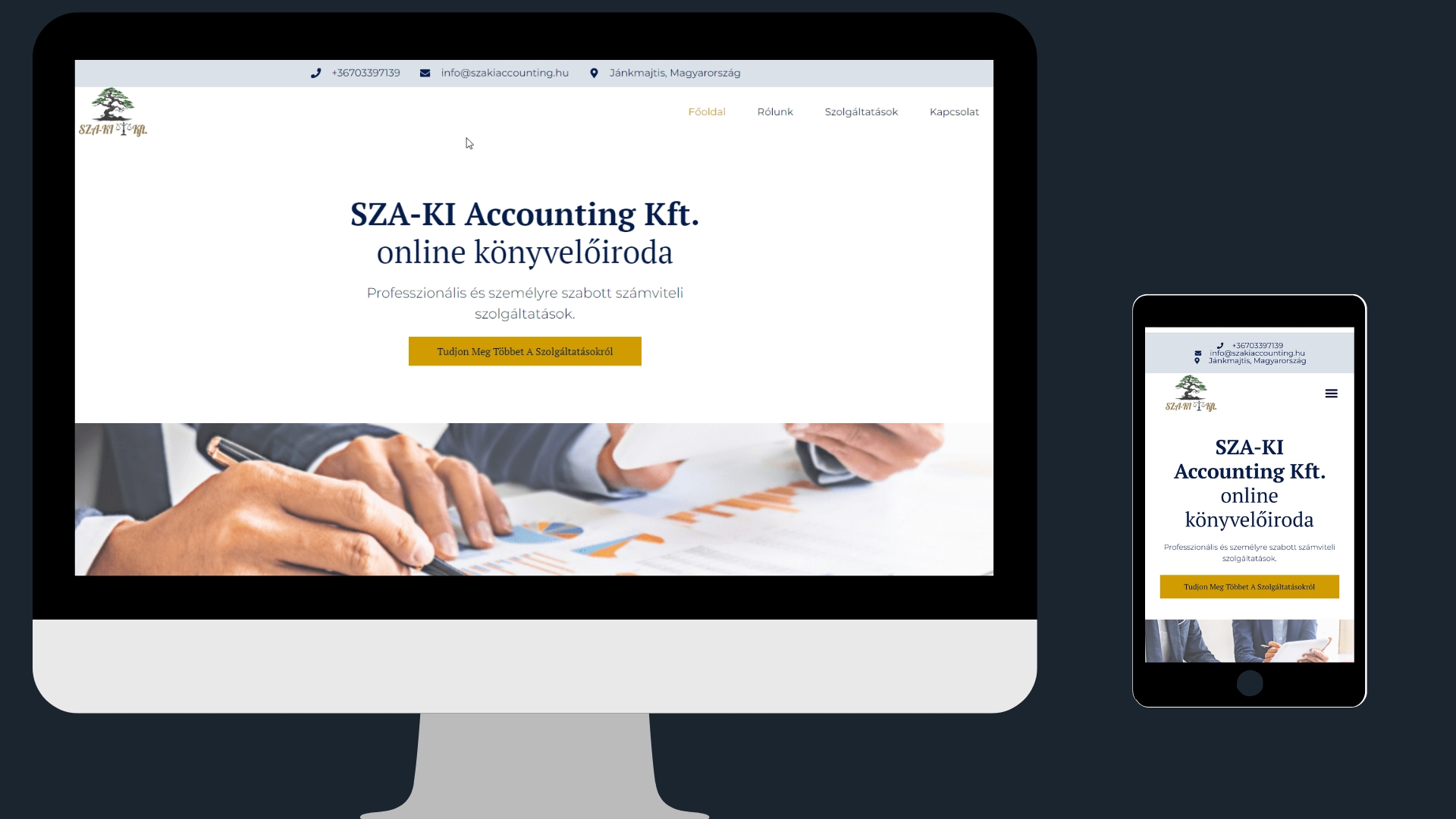 SZA-KI Accounting weboldalának képernyőképe